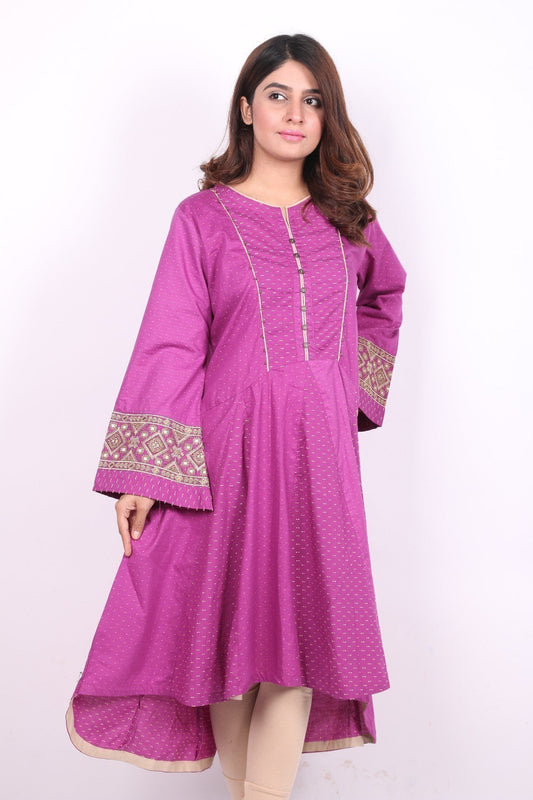 Edenrobe - Pret 1Pc Embroidered Magenta Shirt - ELTKE18-66543