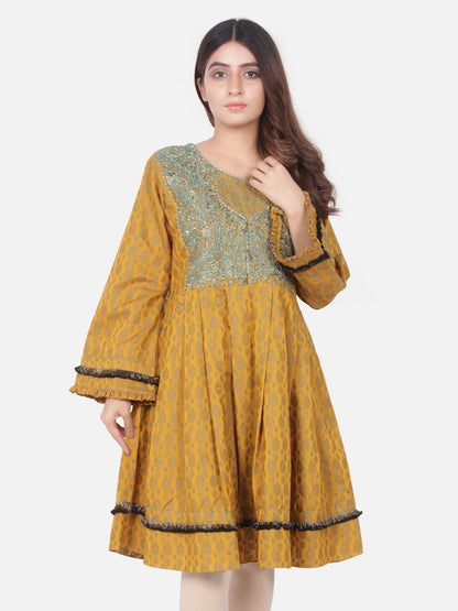 Edenrobe - Pret 1Pc Embroidered Golden Shirt - ELTKE18-66546