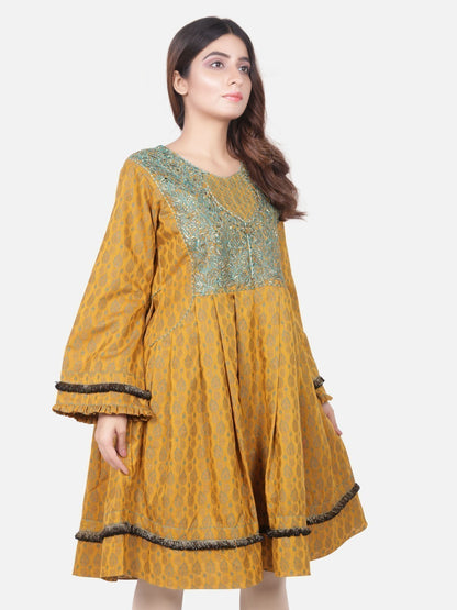 Edenrobe - Pret 1Pc Embroidered Golden Shirt - ELTKE18-66546