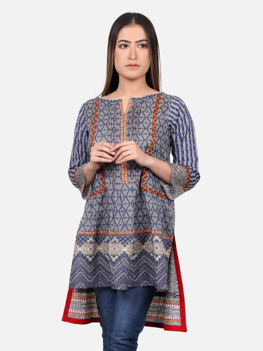 Edenrobe - Pret 1Pc Printed Blue Shirt - ELTKP18-66261