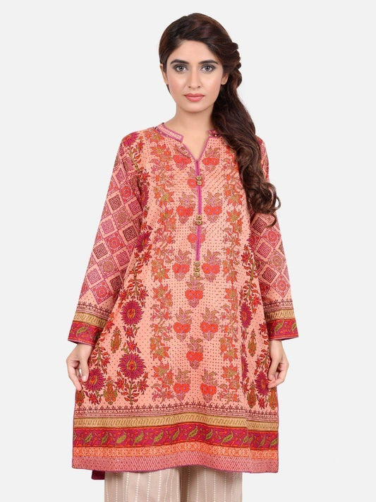 Edenrobe - Pret 1Pc Printed Peach Shirt - ELTKP18-66320
