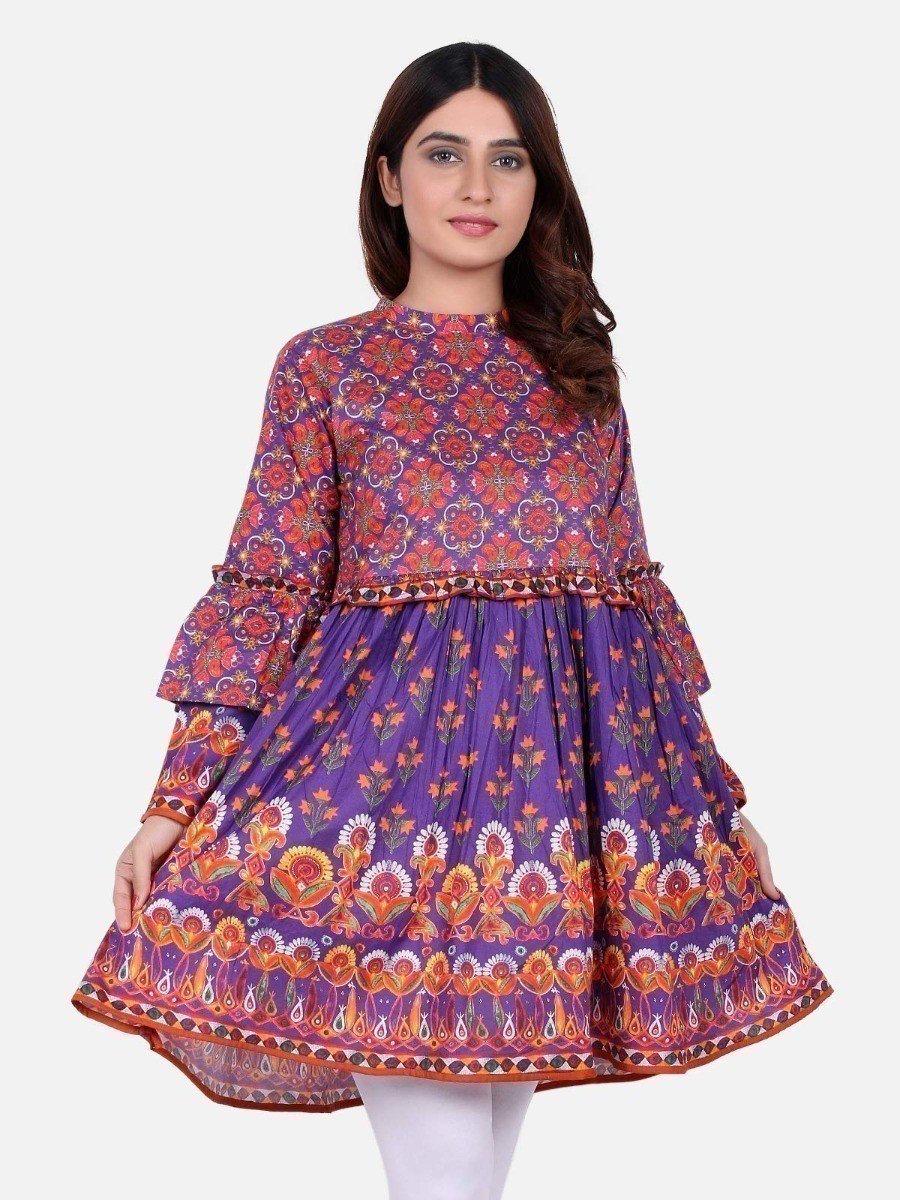 Edenrobe - Pret 1Pc Printed Purple Shirt - ELTKP18-66472