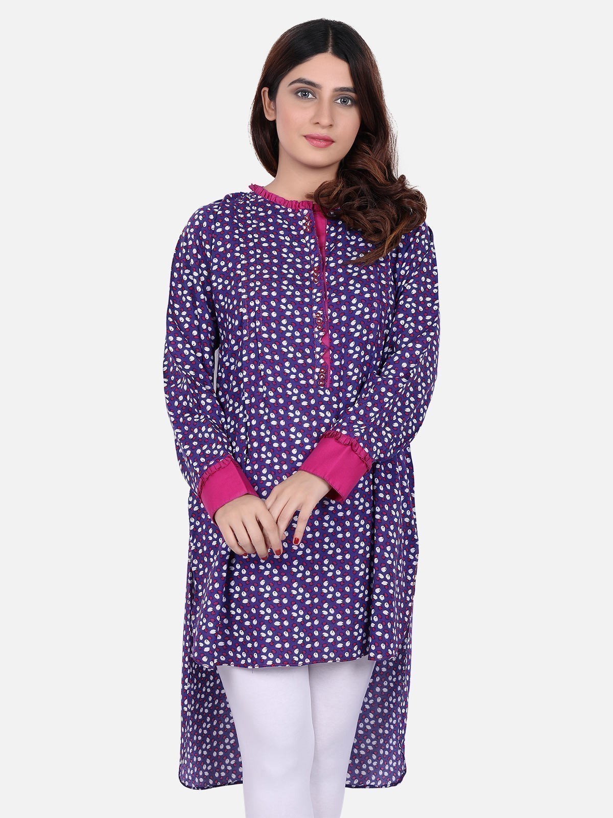 Edenrobe - Pret 1Pc Printed Blue Shirt - ELTKP18-66541