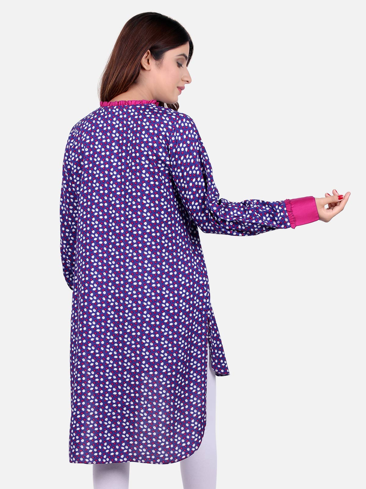 Edenrobe - Pret 1Pc Printed Blue Shirt - ELTKP18-66541