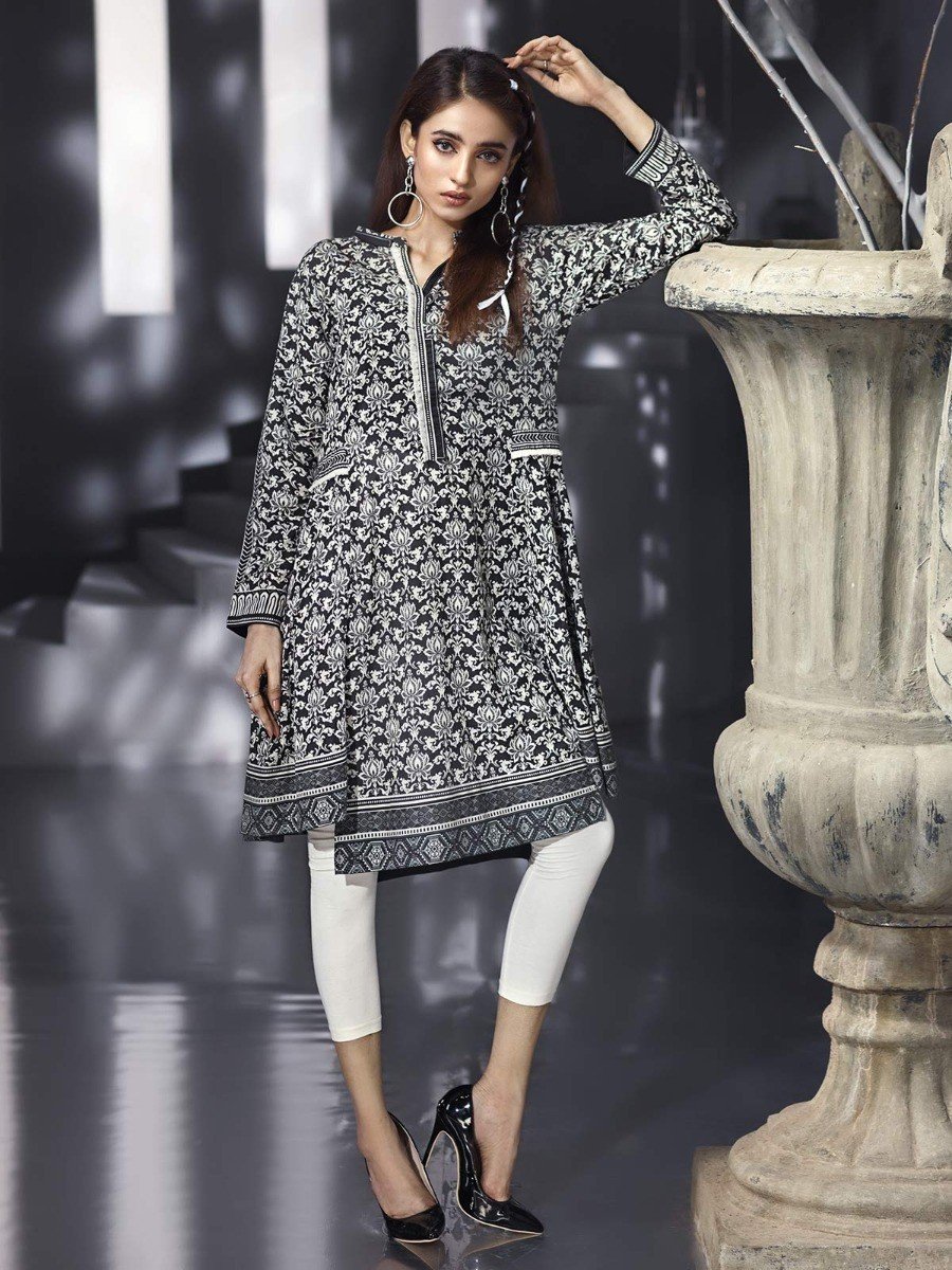 Edenrobe - Pret 1Pc Printed Black Shirt - ELTKP18-66568
