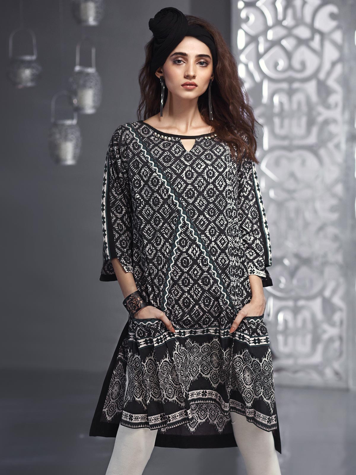 Edenrobe - Pret 1Pc Printed Black Shirt - ELTKP18-66571