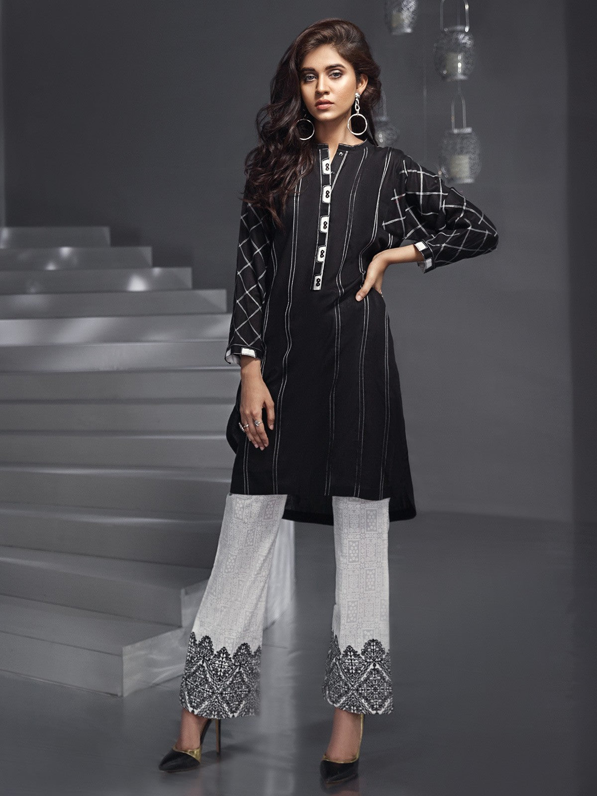 Edenrobe - Pret 1Pc Printed Black Shirt - ELTKP18-66577