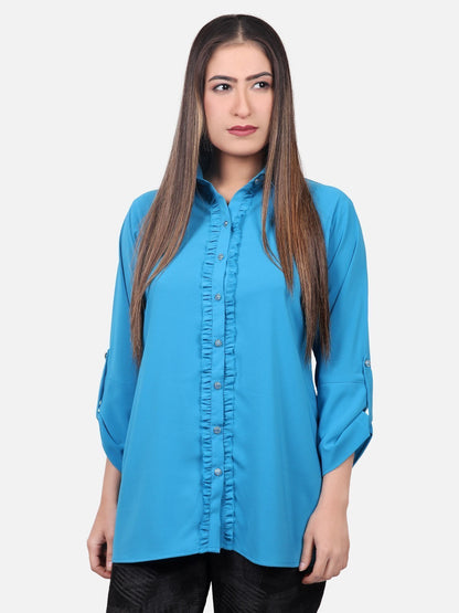 Edenrobe - Women's Teal Blue Western Top - ELTW18-66227