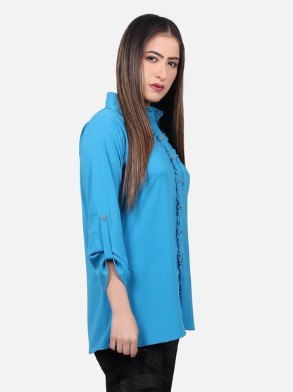 Edenrobe - Women's Teal Blue Western Top - ELTW18-66227