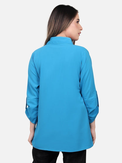 Edenrobe - Women's Teal Blue Western Top - ELTW18-66227