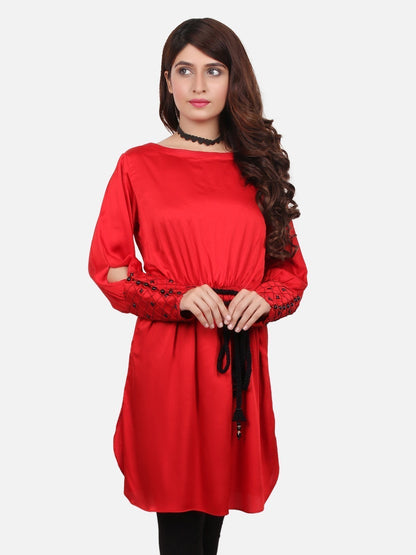 Edenrobe - Women's Red Western Top - ELTW18-66431