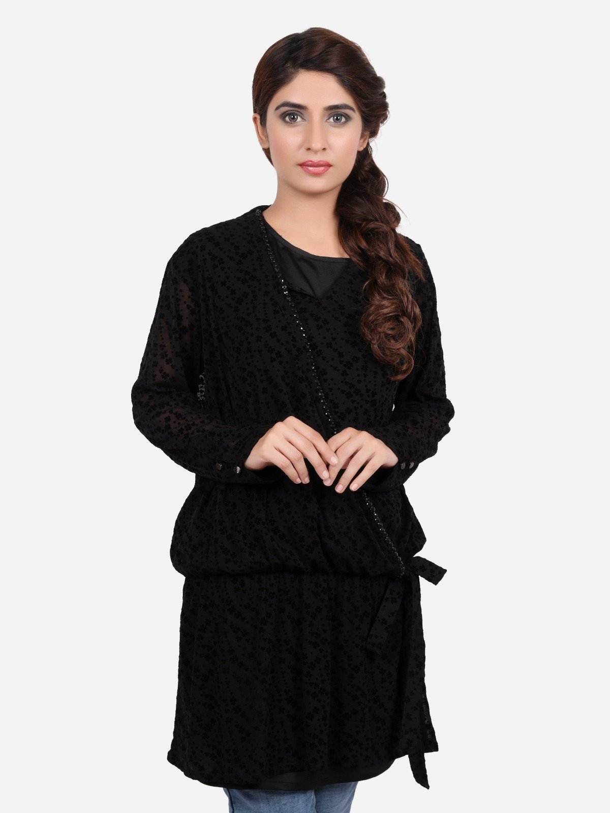 Edenrobe - Women's Black Western Top - ELTW18-66460