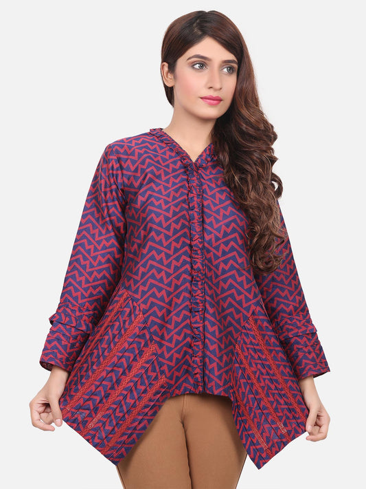 Edenrobe - Women's Maroon Western Top - ELTW18-66479