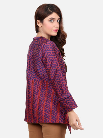 Edenrobe - Women's Maroon Western Top - ELTW18-66479