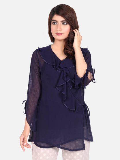 Edenrobe - Women's Navy Blue Western Top - ELTW18-66486