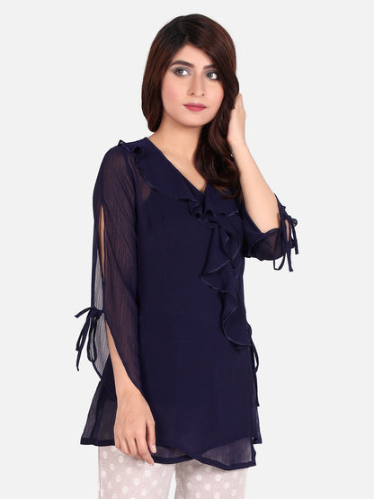 Edenrobe - Women's Navy Blue Western Top - ELTW18-66486