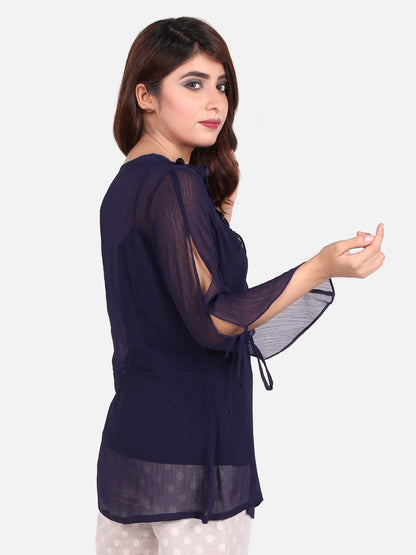 Edenrobe - Women's Navy Blue Western Top - ELTW18-66486