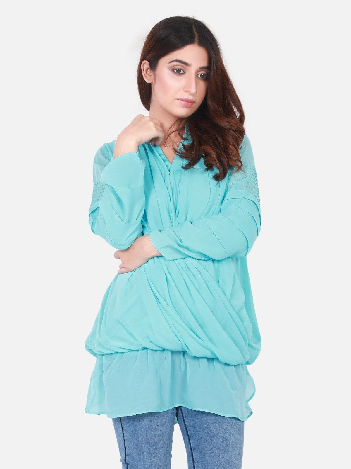 Edenrobe - Women's Aqua Western Top - ELTW18-66589