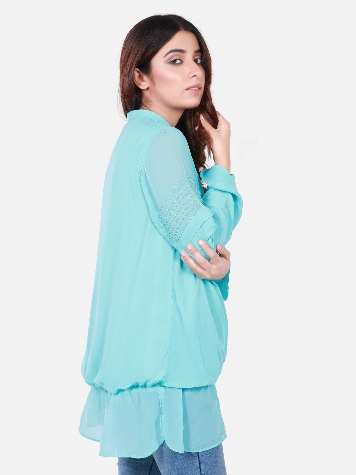 Edenrobe - Women's Aqua Western Top - ELTW18-66589