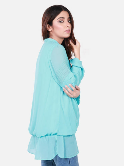 Edenrobe - Women's Aqua Western Top - ELTW18-66589