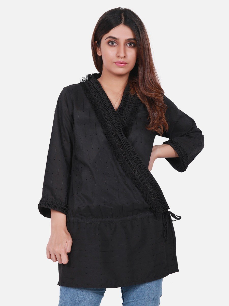 Edenrobe - Women's Black Western Top - ELTW18-66637