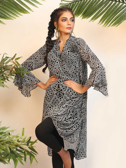 Edenrobe - Women's Black & White Western Top - ELTW18-66656