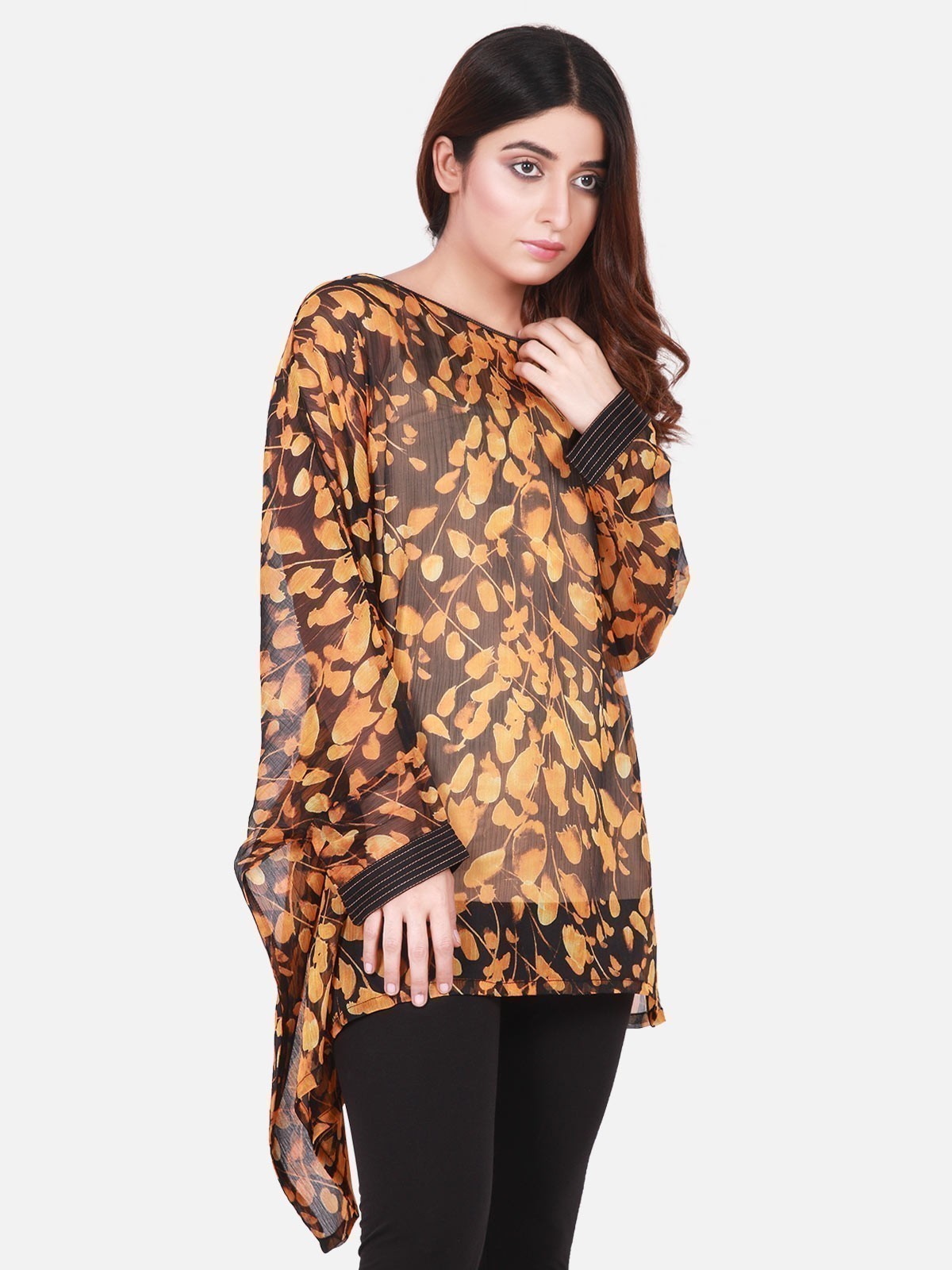 Edenrobe - Women's Black & Golden Western Top - ELTW18-66657