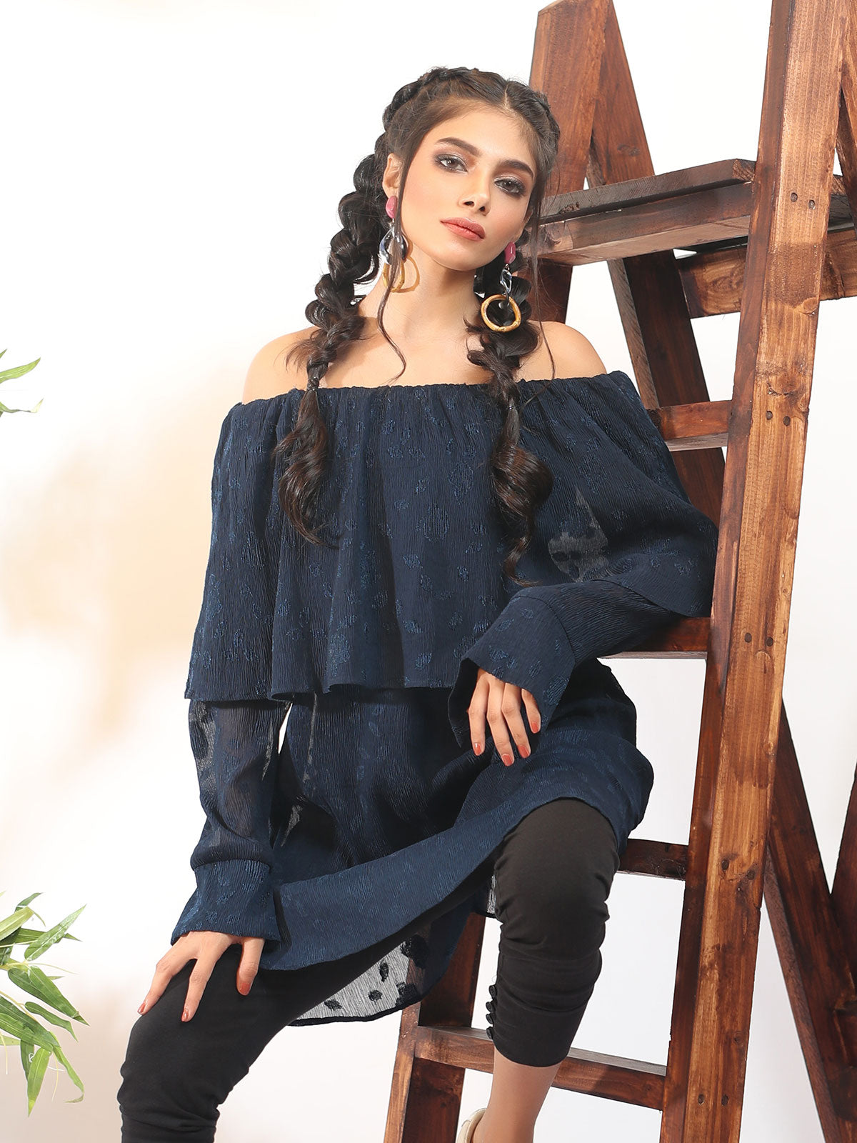 Edenrobe - Women's Navy Blue Western Top - ELTW18-66658