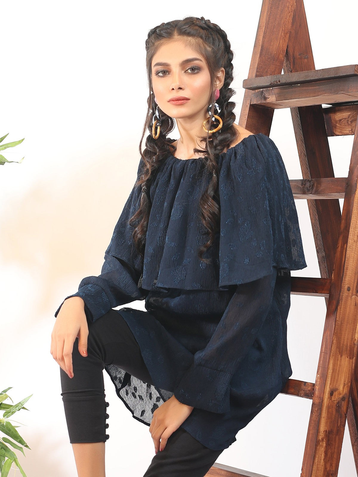 Edenrobe - Women's Navy Blue Western Top - ELTW18-66658