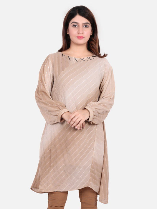 Edenrobe - Women's Beige Western Top - ELTWE18-66530