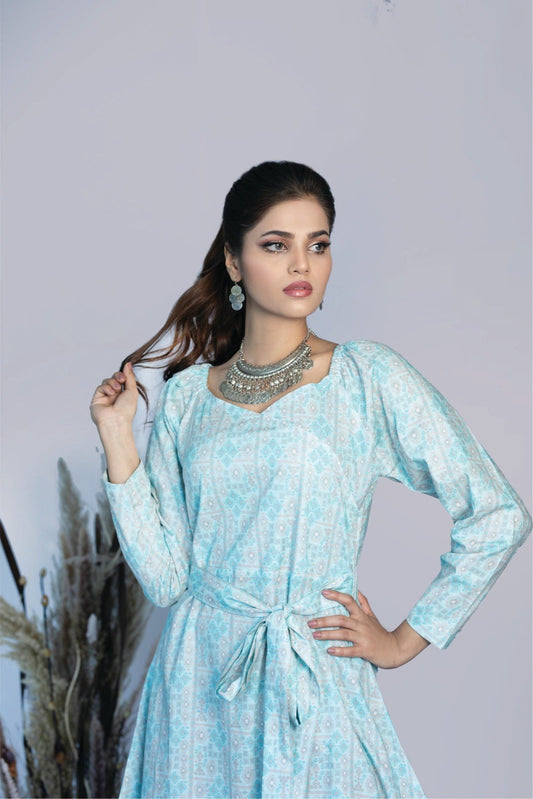 Bareeq Outfits - Subtle Pastel Printed Dress