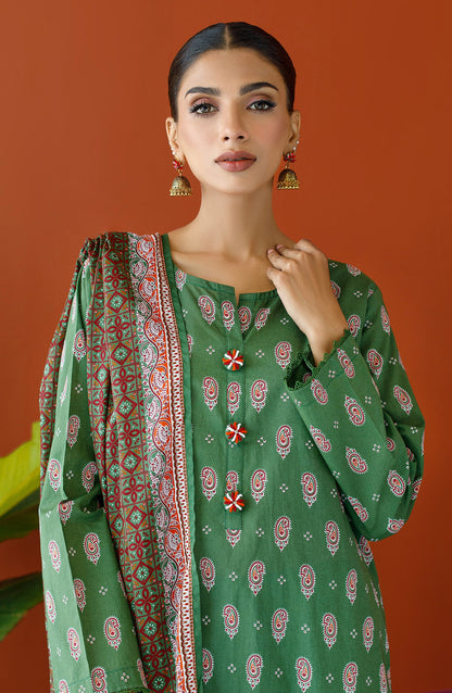 Orient - Stitched 3 Piece Printed Cambric Shirt , Cambric Pant and Lawn Dupatta