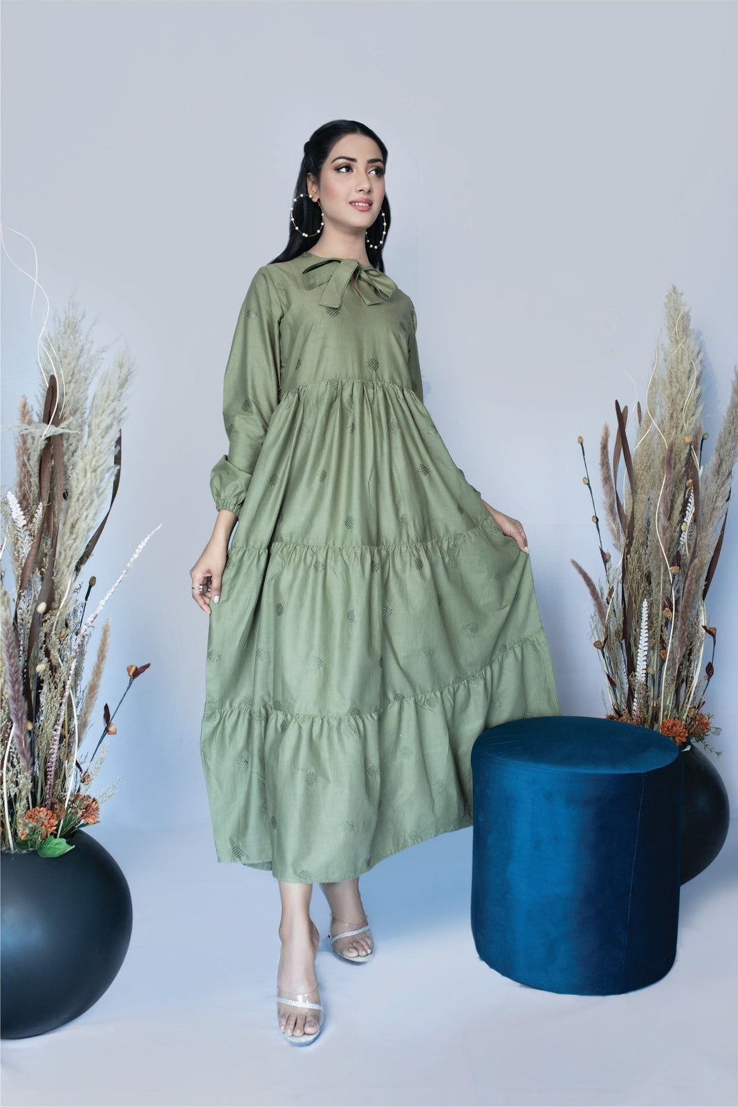 Bareeq Outfits - Olivia Embroidered Dress In Cotton