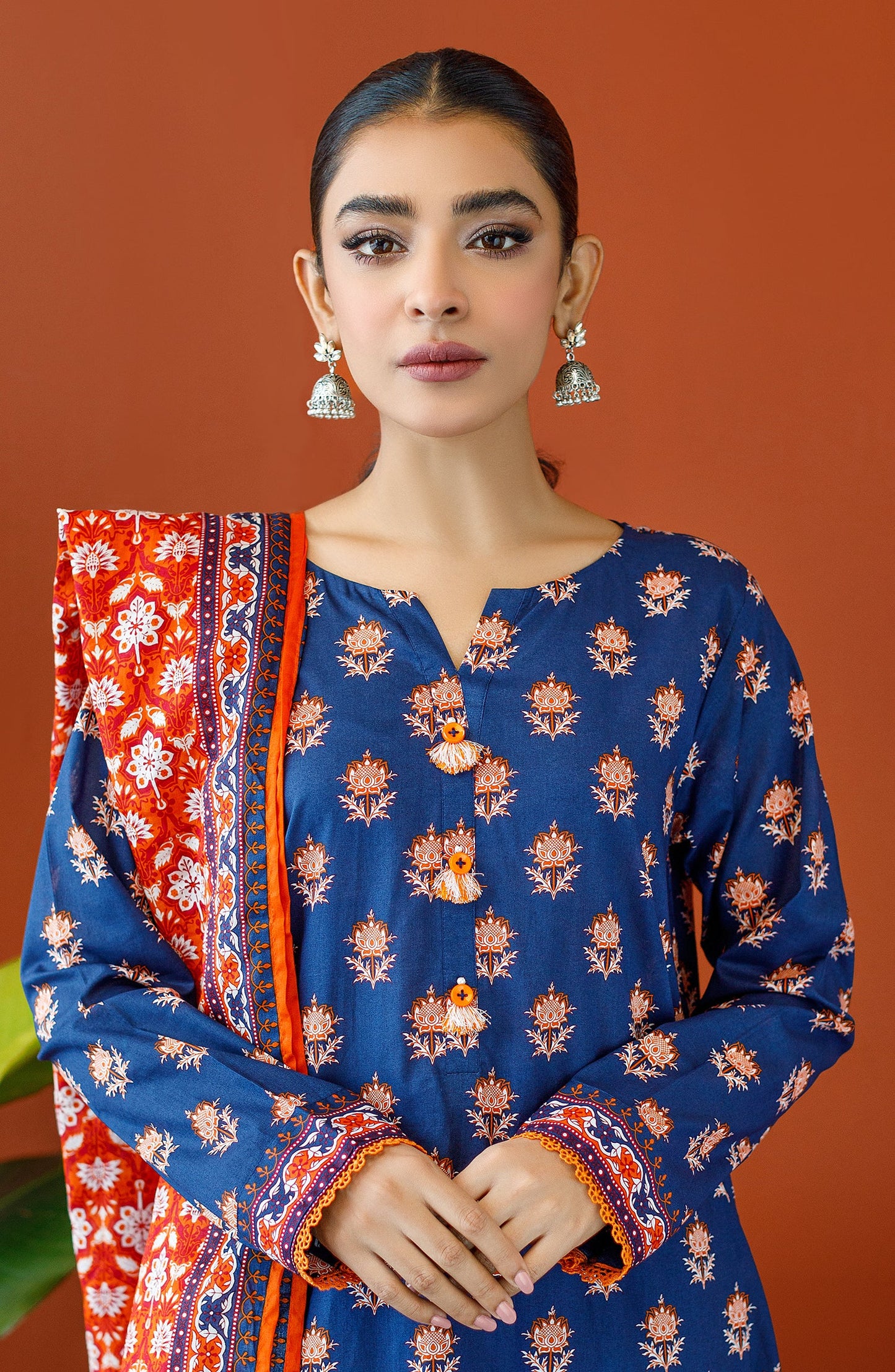 Orient - Unstitched 3 Piece Printed Cambric Shirt , Cambric Pant and Lawn Dupatta