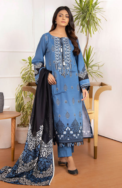 Orient - Unstitched 3 Piece Embroidered Lawn Shirt And Net Lawn Dupatta