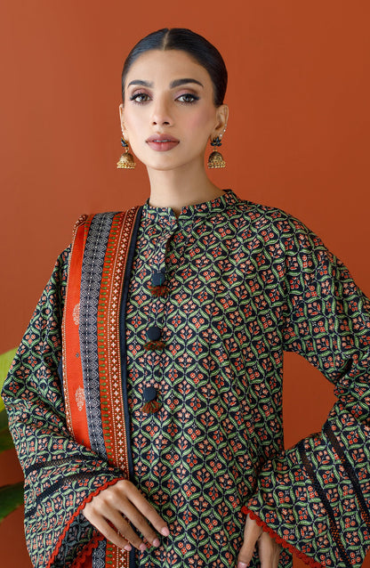Orient - Stitched 3 Piece Printed Khaddar Shirt , Khaddar Pant and Khaddar Dupatta