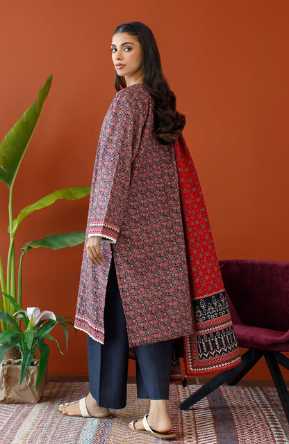 Orient - Unstitched 3 Piece Embroidered Khaddar Shirt , Khaddar Pant and Khaddar Dupatta