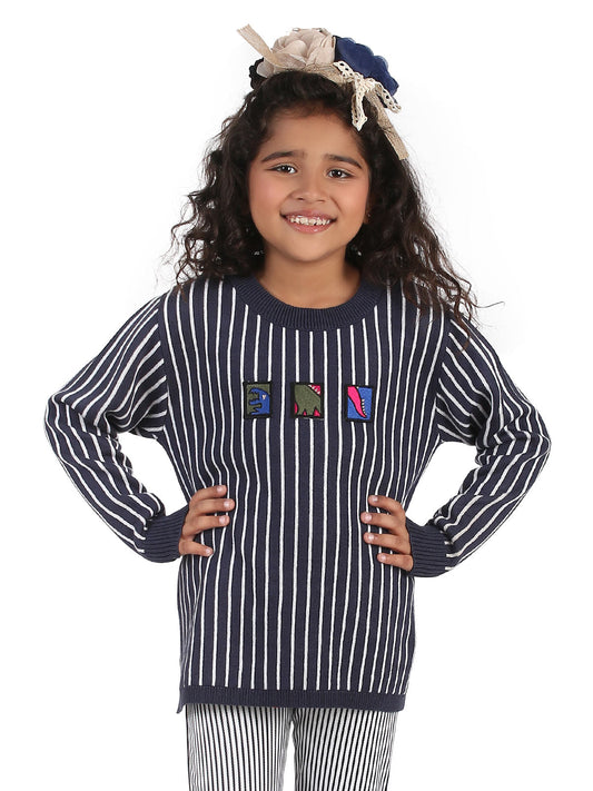 Edenrobe - Girl's Navy Blue Sweater - EGTSWT19-006