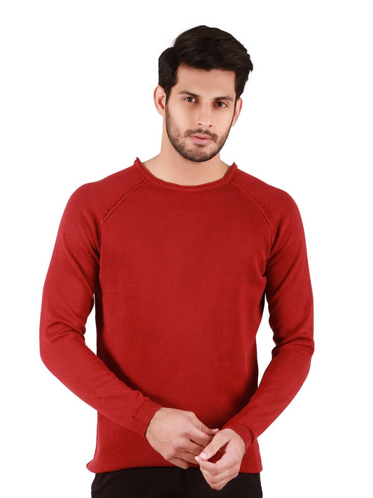 Edenrobe - Men's Maroon Sweater - EMTSWT19-010
