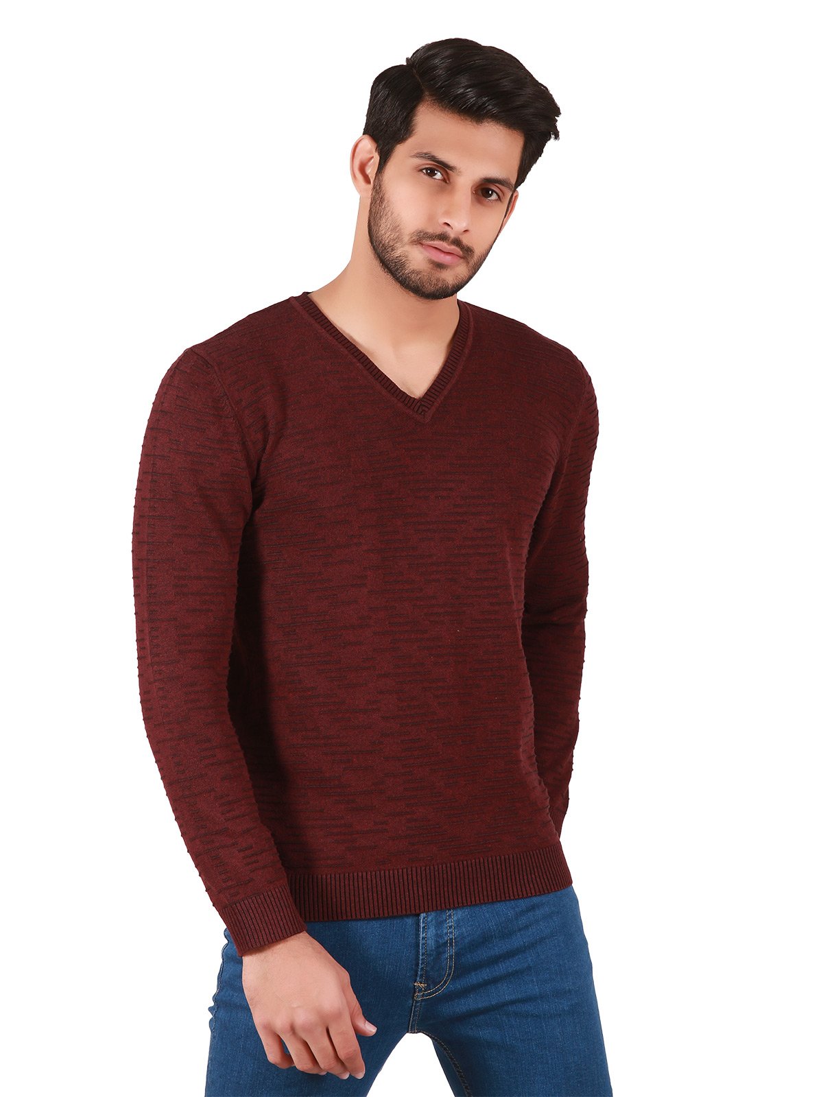 Edenrobe - Men's Burgundy Sweater - EMTSWT19-011