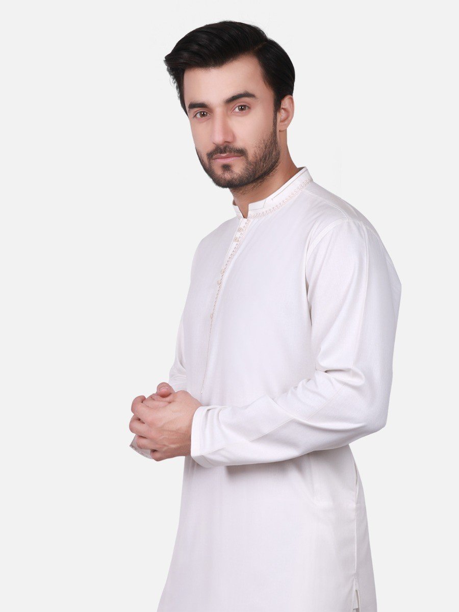 Edenrobe - Men's Off White Kurta Shalwar - EMTKS19S-40690