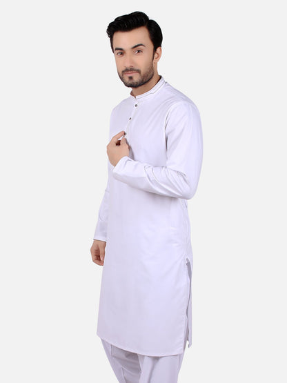 Edenrobe - Men's White Kurta Shalwar - EMTKS19S-40695