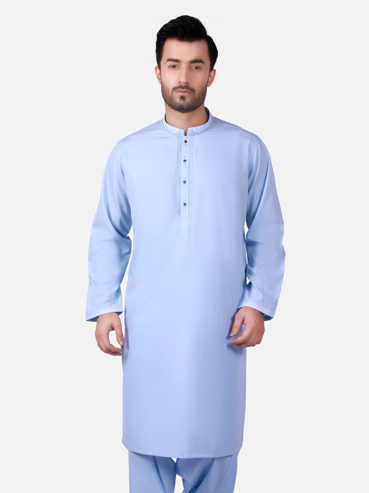 Edenrobe - Men's Sky Blue Kurta Shalwar - EMTKS19S-40734