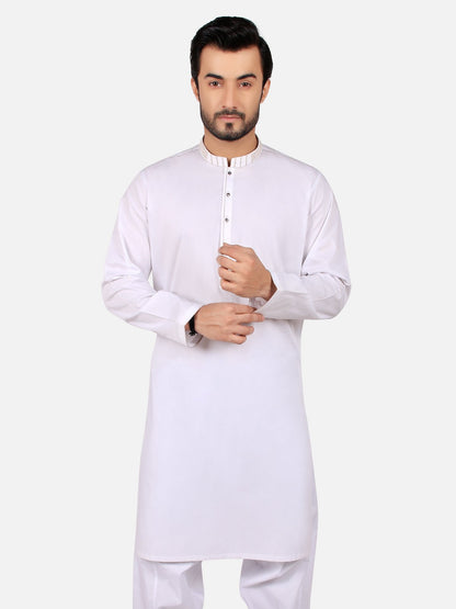 Edenrobe - Men's White Kurta Shalwar - EMTKS19S-40750