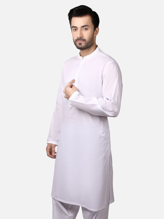 Edenrobe - Men's White Kurta Shalwar - EMTKS19S-40775