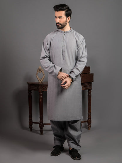 Edenrobe - Men's Grey Kurta Shalwar - EMTKS19S-40777