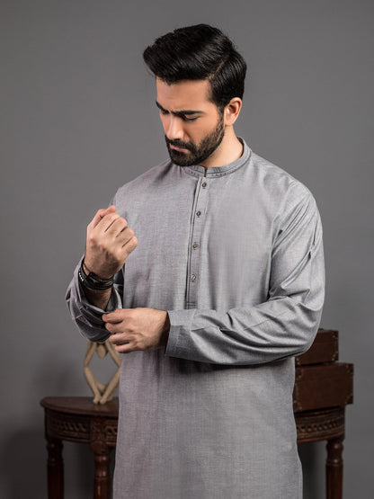 Edenrobe - Men's Grey Kurta Shalwar - EMTKS19S-40777