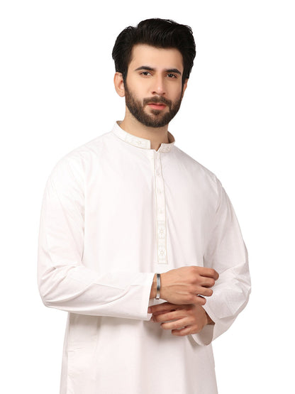 Edenrobe - Men's Off White Kurta Shalwar - EMTKS19S-40789