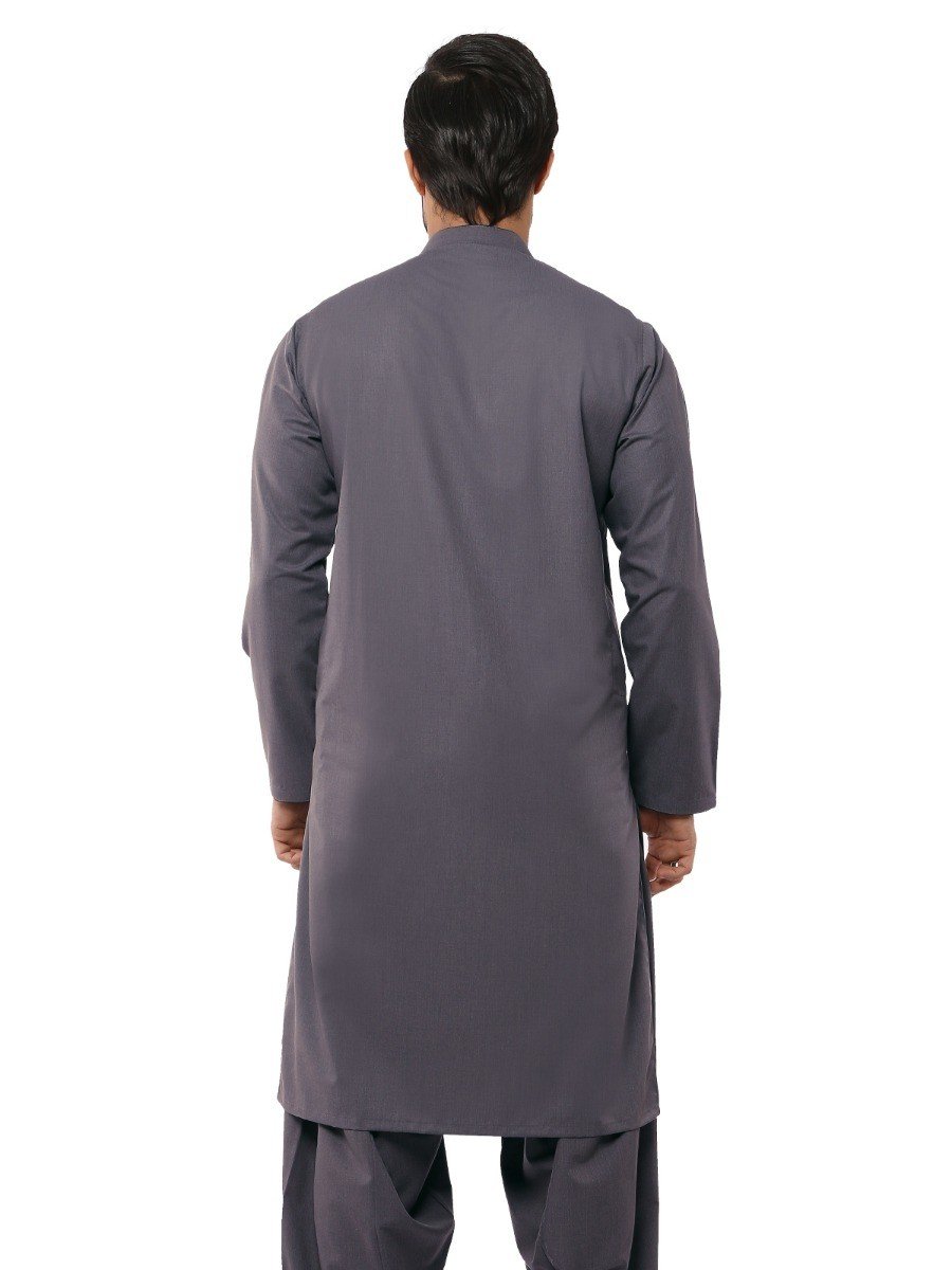 Edenrobe - Men's Dark Grey Kurta Shalwar - EMTKS19S-40797