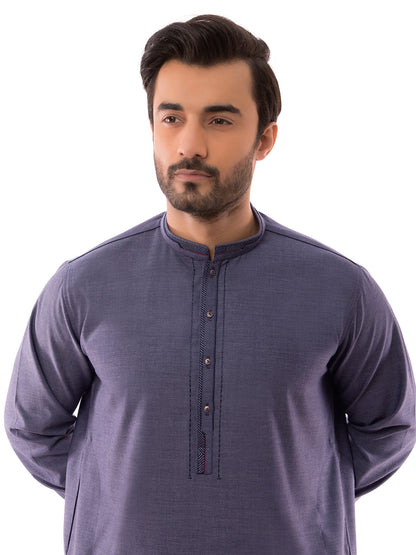 Edenrobe - Men's Blue Kurta Shalwar - EMTKS19S-40830